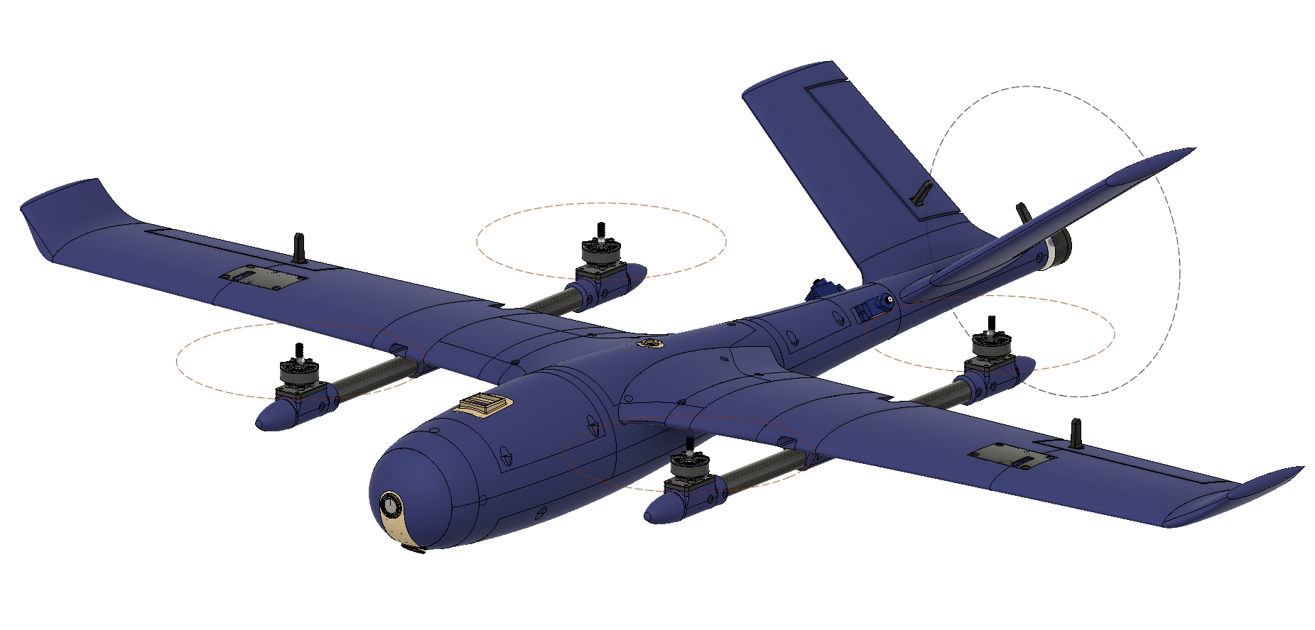 Three-quarter design render of the Viridis modular VTOL aircraft
